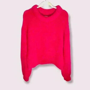 NWT Something Navy Roll Neck Wool & Mohair Blend Sweater in Fuchsia